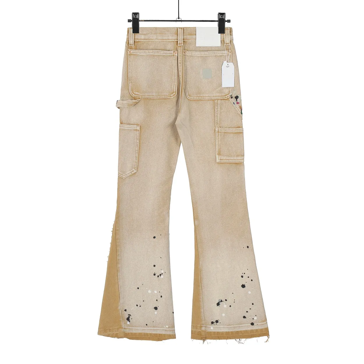 #8129 P250💰 GALLERY DEPT American retro splash-ink splicing micro-horn logging overalls raw edge jeans - Original purchase and pattern making to truly restore the ultimate texture of Vintage - Original hardware accessories, washed and other elevators, QR code analysis are all purchased from the original factory, high degree of restoration, welcome to compare with a certain product~ - Three-dimensional version Loose and comfortable, not picky about the figure, taller and slimmer, factory Seiko, original factory quality control, same style for men and women, can be matched with couples Versatile recommendation: must-have jeans for all seasons Size: S-XXL (28-36)